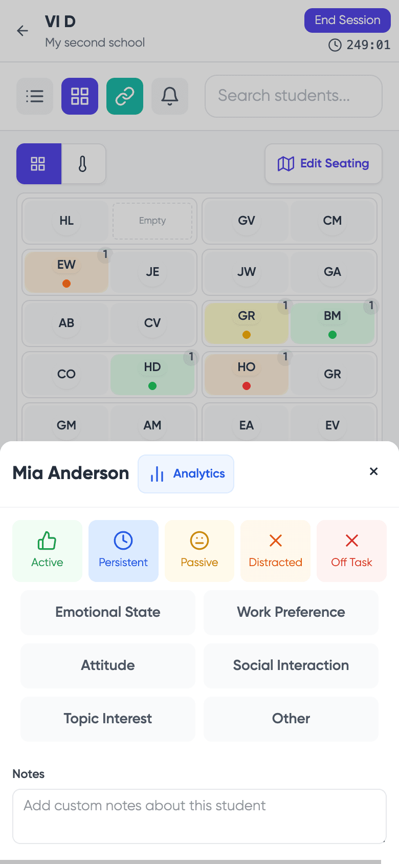 ClassMap mobile - After-class snapshot